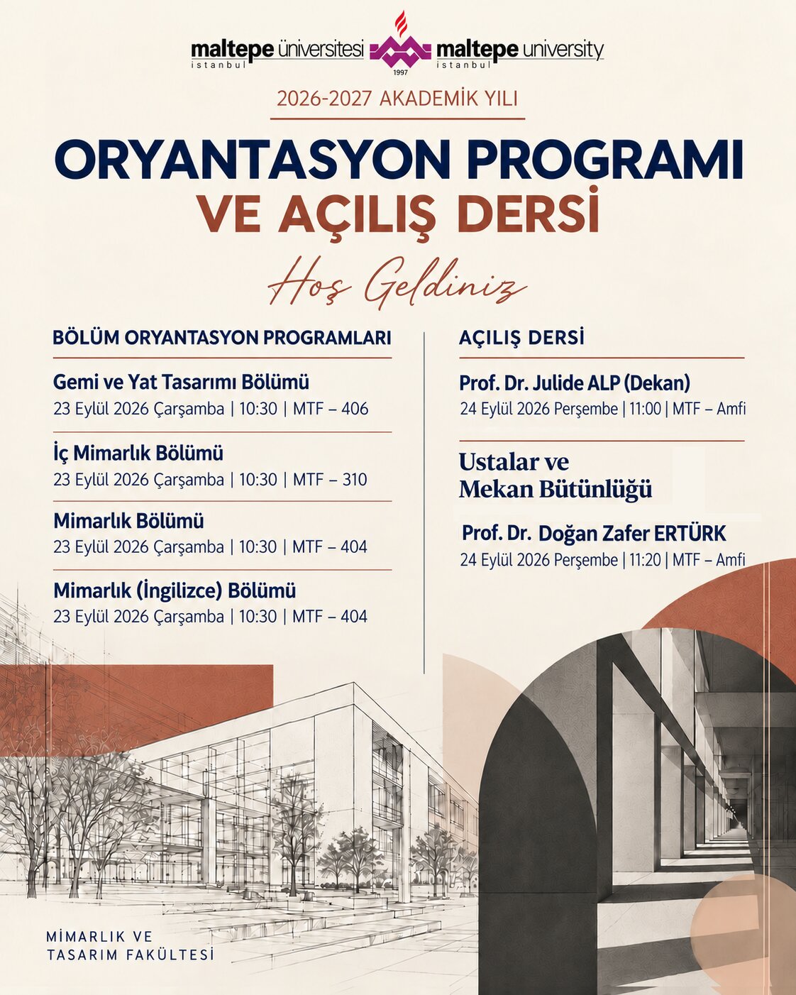 2026-27 Akademik Yılı Oryantasyon Programı ve Açılış Dersi